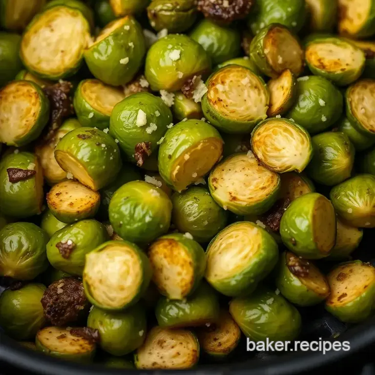 Crispy Air Fryer Brussels Sprouts with Garlic and Parmesan presentation