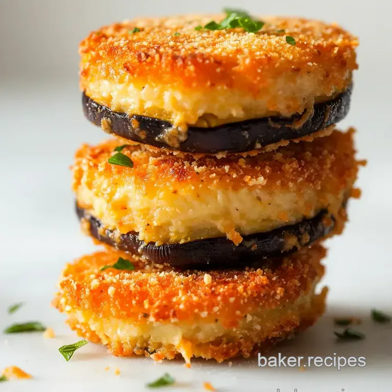 Crispy Baked Eggplant Parmigiana Stacks presentation