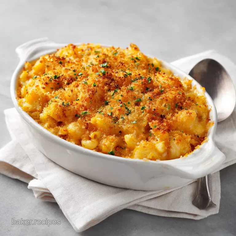 Baked Macaroni and Cheese with Crispy Top presentation