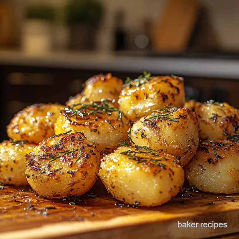 Crispy Thyme and Garlic Smash Potatoes with Posh Truffle Butter presentation