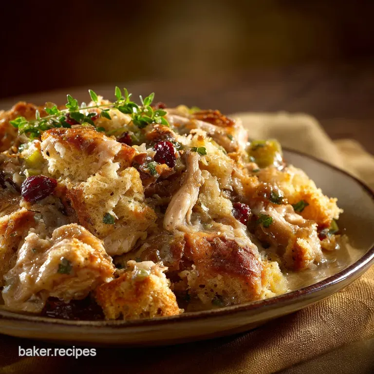 Crock Pot Chicken and Stuffing Creamy Slow Cooker Comfort Dinner presentation