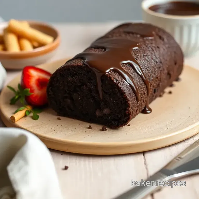Decadent Chocolate Cake Roll with Silky Ganache presentation