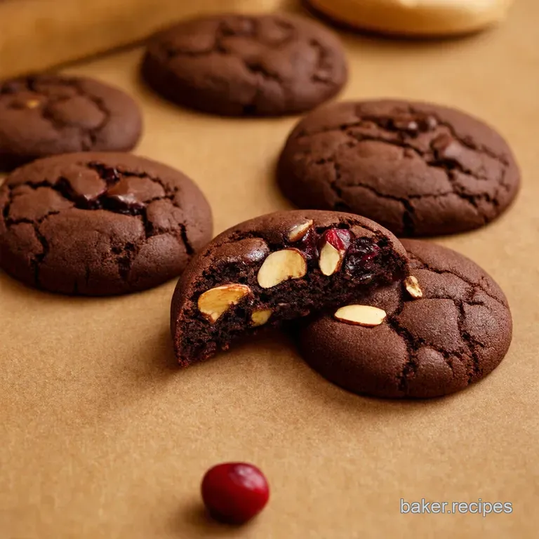 Decadent Dark Chocolate Cranberry Almond Cookies presentation