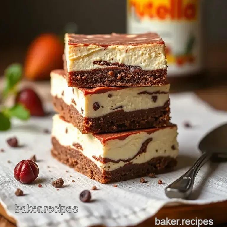 Decadent Nutella Swirl Cheesecake Bars presentation