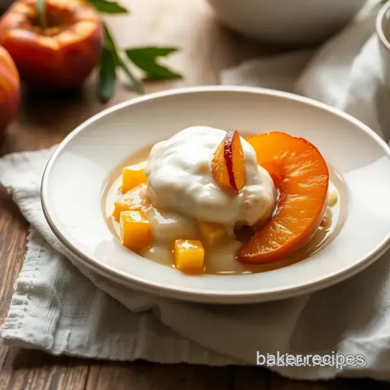 Bake Peaches Delightful Creamy Dessert presentation