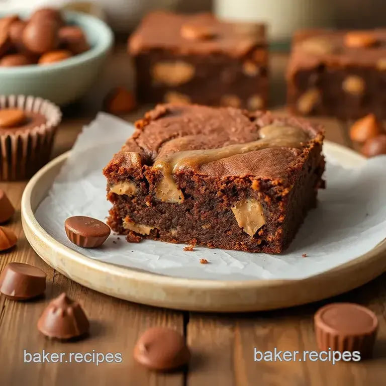 Decadent Peanut Butter Brownies Stuffed with Reese s Cups presentation