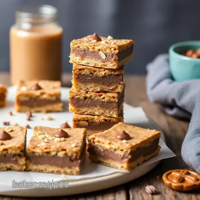 Baked Peanut Butter Cup Pretzel Bars presentation