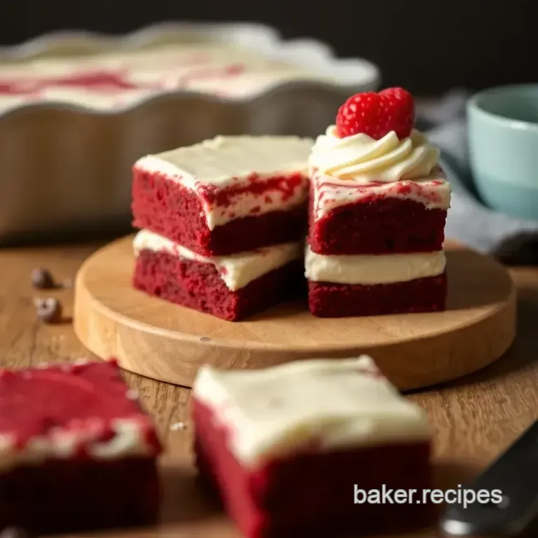 Decadent Red Velvet Brownies with Creamy Cheesecake Swirl presentation