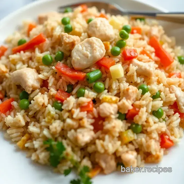 Delectable Chicken and Veg Fried Rice: a Savory Stir-Fry Delight presentation