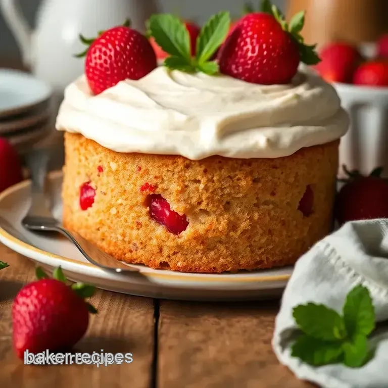 Delicious Strawberry Cake with Lush Creamy Frosting presentation