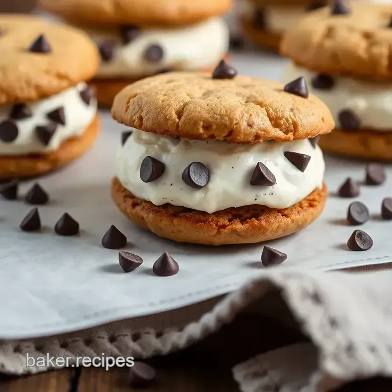 Decadent Chocolate Chip Bake Ice Cream Sandwiches presentation