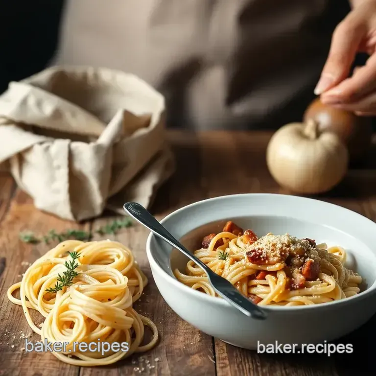 Savory One-Pot Pasta with French Onion Flavor presentation