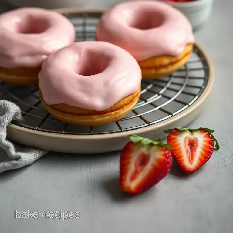 Baked Strawberry Donuts with Sweet Strawberry Frosting presentation