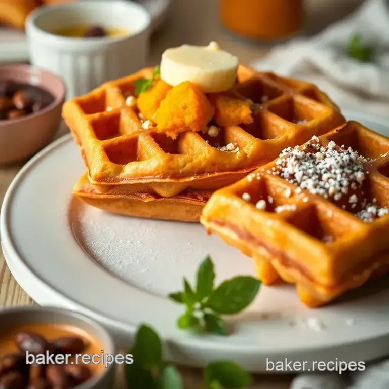 Deliciously Fluffy Sweet Potato Waffles presentation