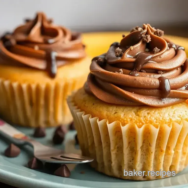 Delicious Bake Banana Cupcakes with Chocolate Delight