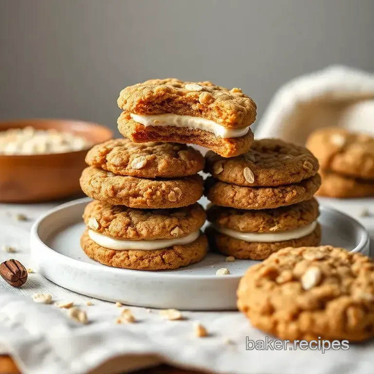 Giant Oatmeal Cookies with Luscious Creamy Filling presentation