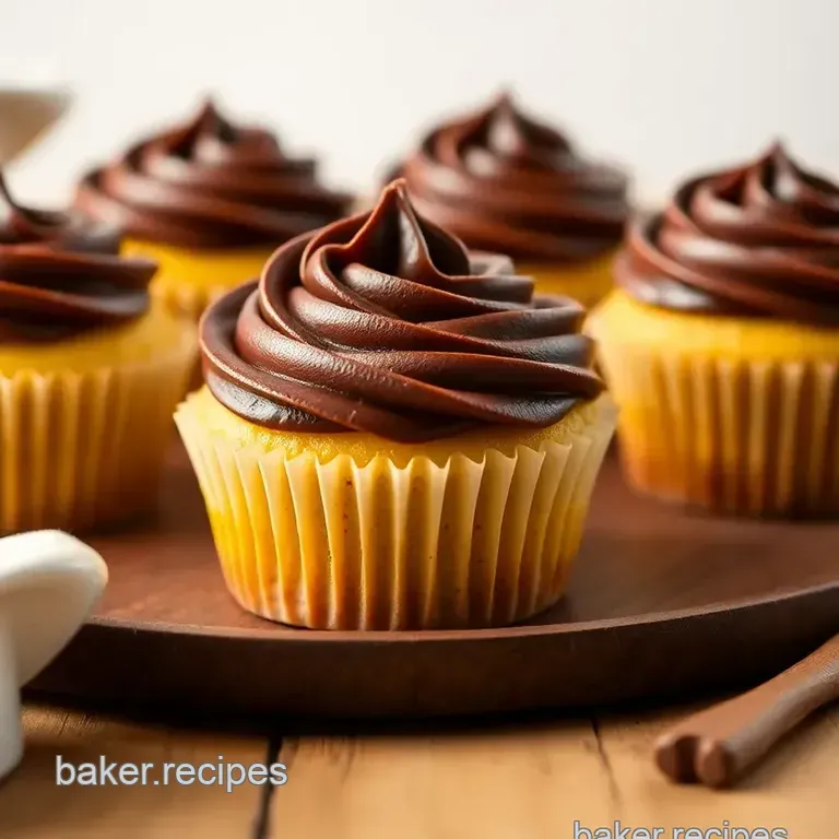 Deliciously Moist Yellow Cupcakes with Rich Chocolate Frosting presentation