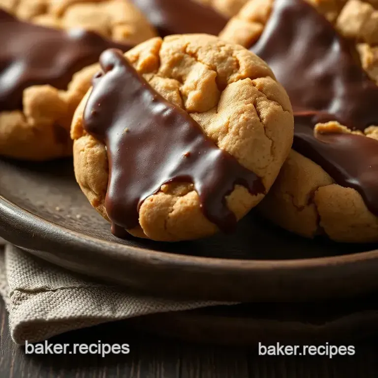 Decadent Peanut Butter Cookies Dipped in Chocolate presentation