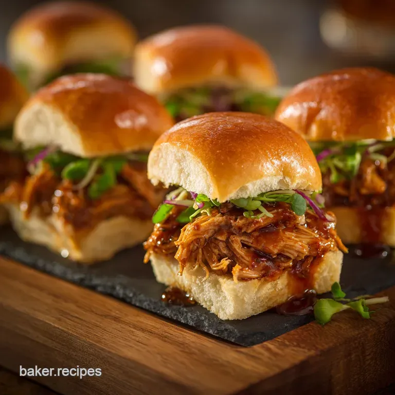 Football Foods Mvp: Beer-Braised Bbq Chicken Sliders with Crunchy Slaw presentation