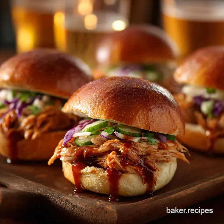 Football Foods MVP: Beer-Braised BBQ Chicken Sliders with Crunchy Slaw