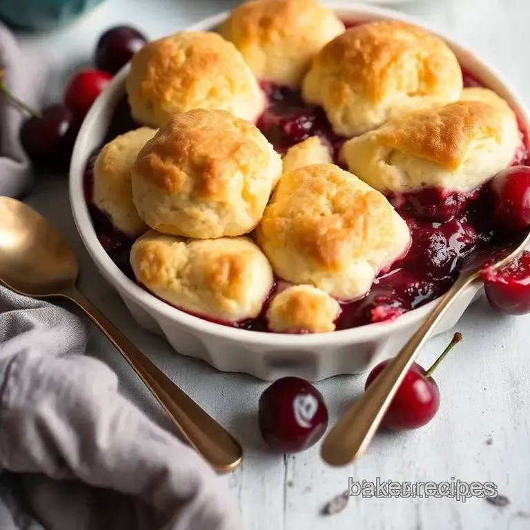 Classic Cherry Cobbler with Sweet Biscuit Topping presentation