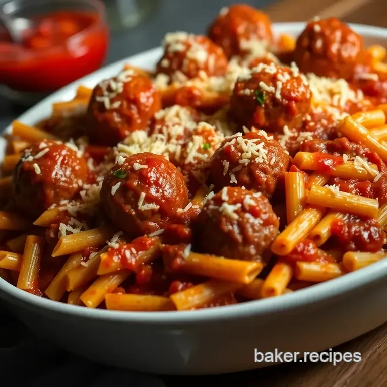 Easy Dump and Bake Meatball Casserole presentation
