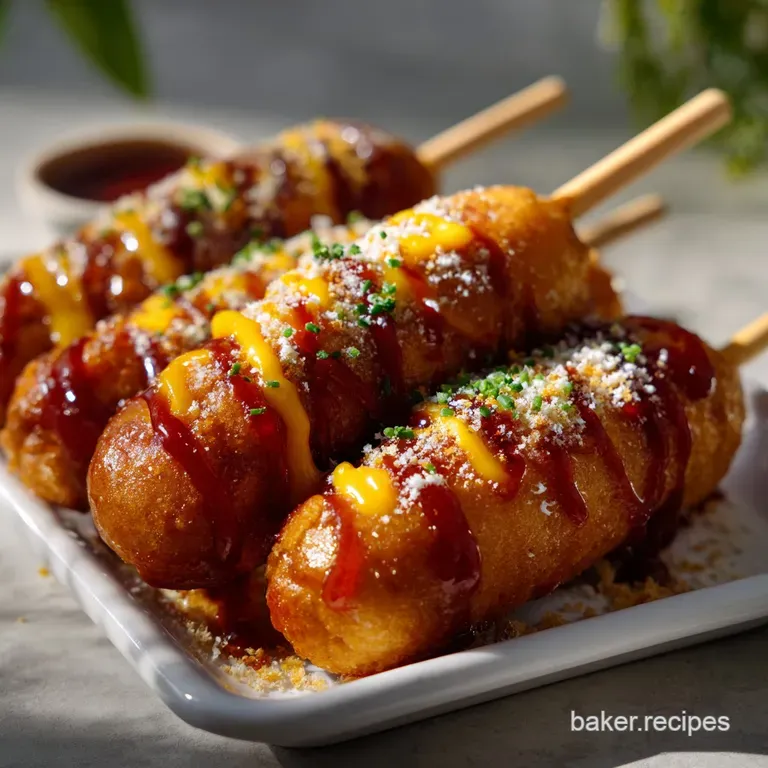 Easy Korean Corn Dogs Recipe with Panko Crunch presentation
