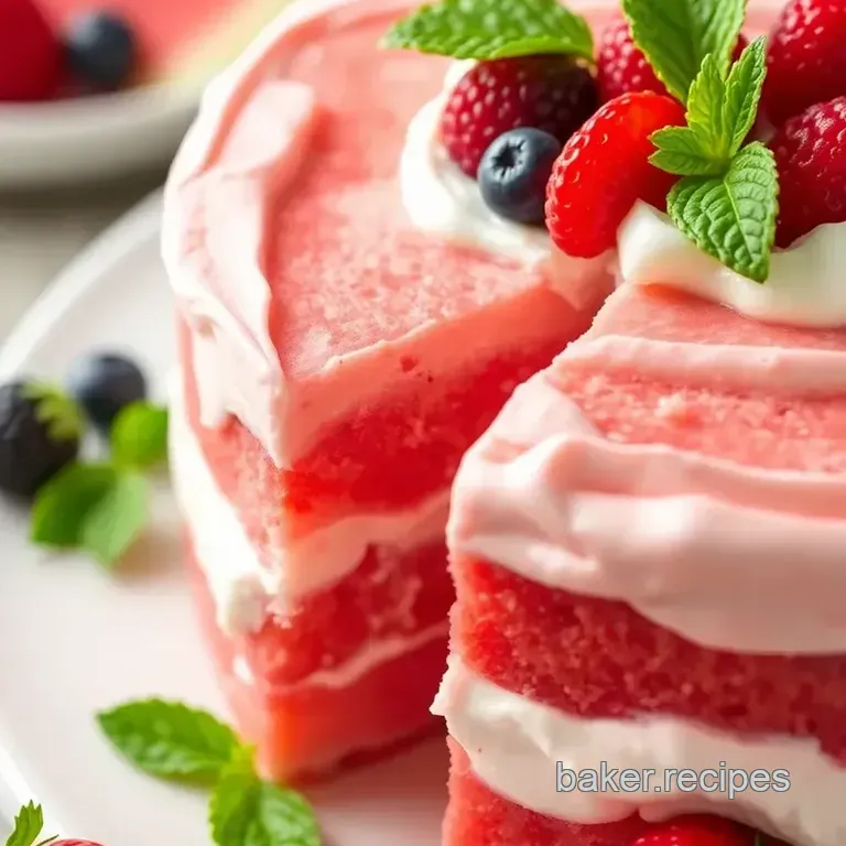 Refreshing Watermelon Cake Recipe presentation