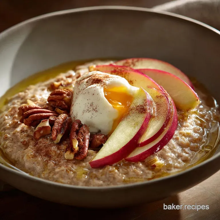 Eggfree Breakfast Porridge: Spiced Apple Walnut Maple Bowl presentation