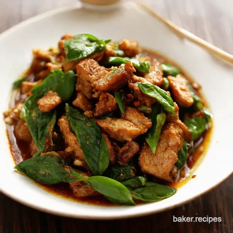 Fiery Thai Basil Pork Stirfry Pad Kra Pao Moo presentation