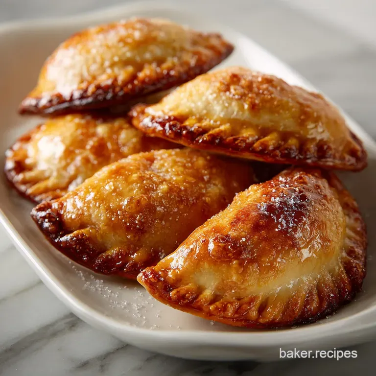 A single pumpkin hand pie, flaky and warm, rests on a delicate white plate. A dollop of whipped cream sits beside it.