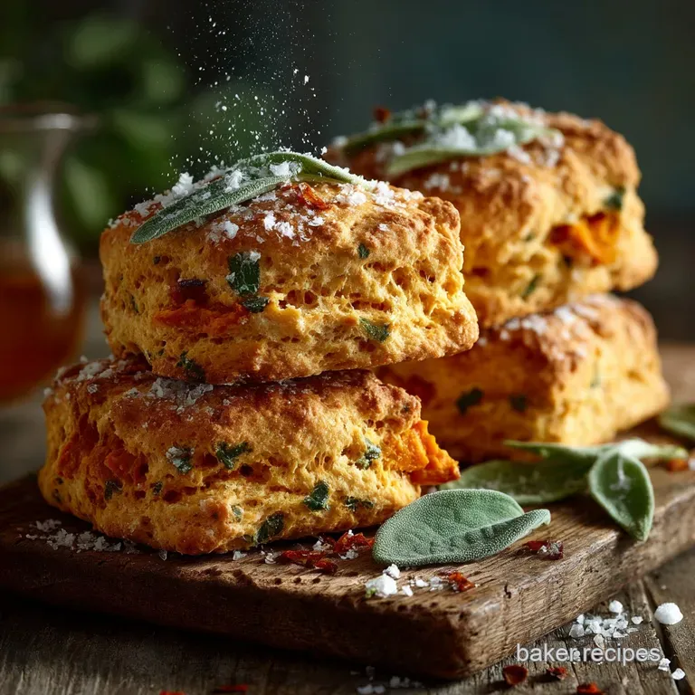 Autumn Gold Flaky Sweet Potato and Fresh Sage Scones presentation