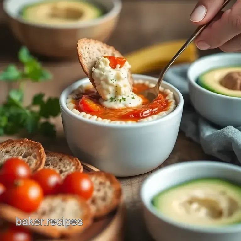Roasted Tomato Avocado Feta Dip presentation