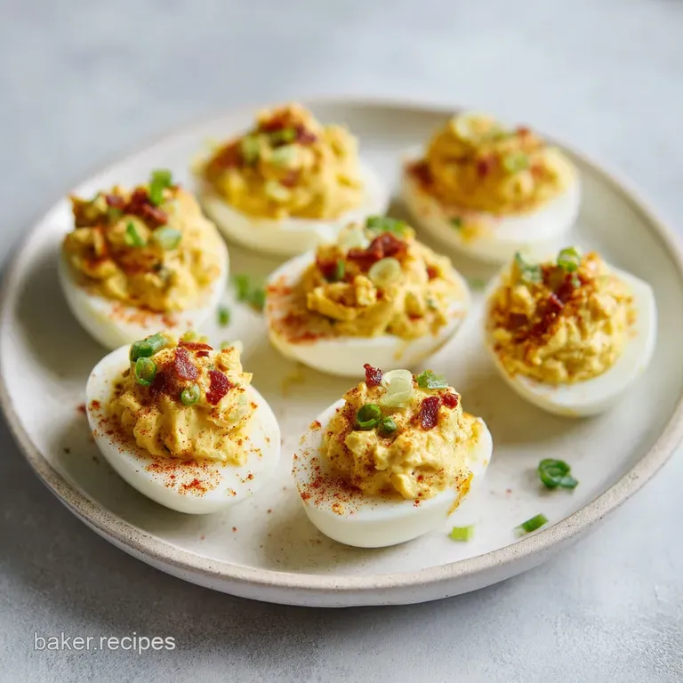 Deviled egg football on a green 'field' of parsley. Creamy filling is piped high, lacing detailing creates visual texture.
