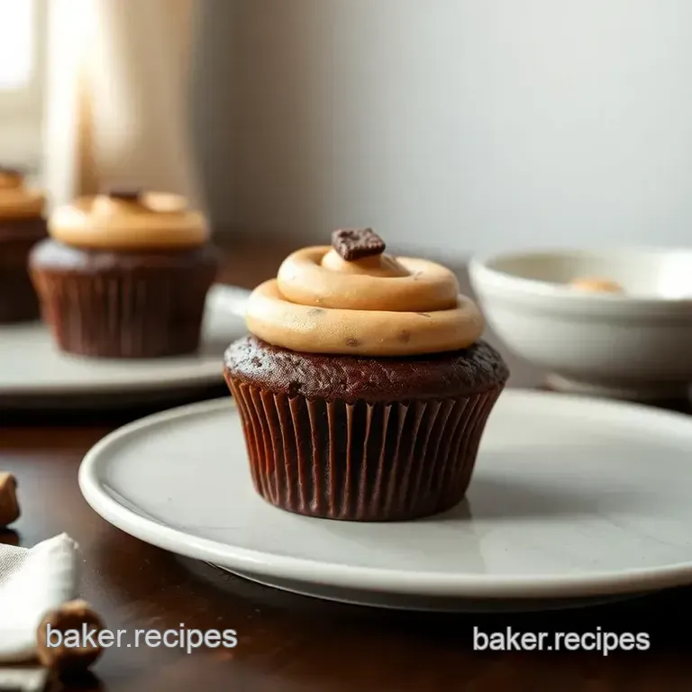 Fudgy Brownie Cupcakes with Edible Cookie Dough Topping presentation