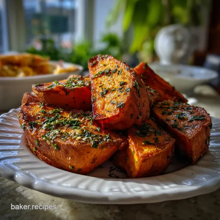 Oven Cooked Sweet Potato Recipe with Garlic and Herbs