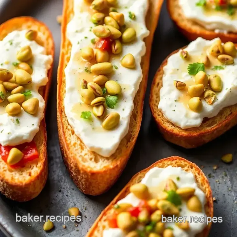 Goat Cheese and Pistachio Bruschetta presentation