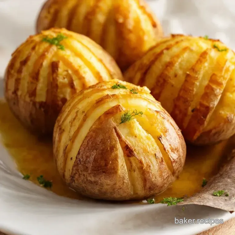Golden Garlic Herb Hasselback Potatoes presentation