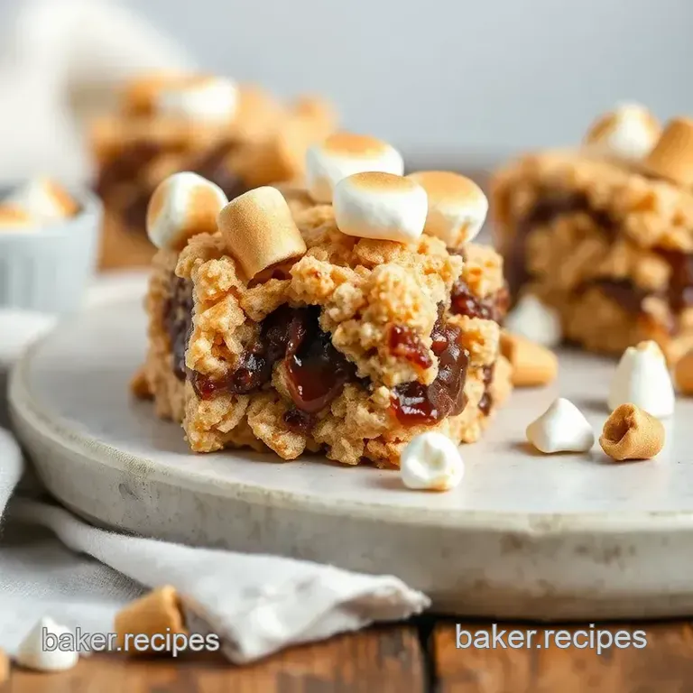 Gooey S' mores Rice Krispies Treats presentation