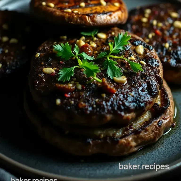 Gourmet Garlic Herb Portobello Burgers presentation