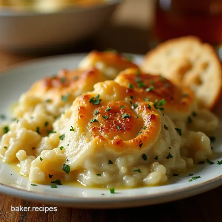 Grandmas Chicken Herb Dumpling Casserole presentation