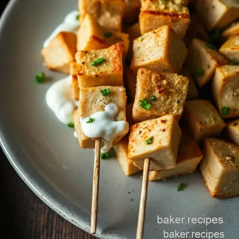 Greek Yogurt Marinated Chicken Skewers with Lemon-Herb Rice presentation