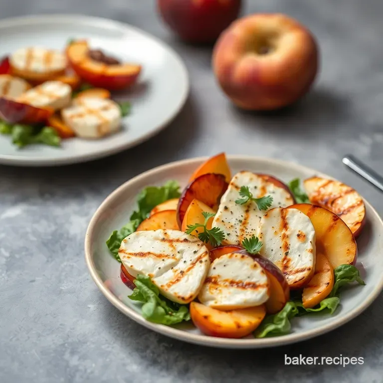 Grilled Halloumi & Peach Salad with Honey-Lime Dressing
