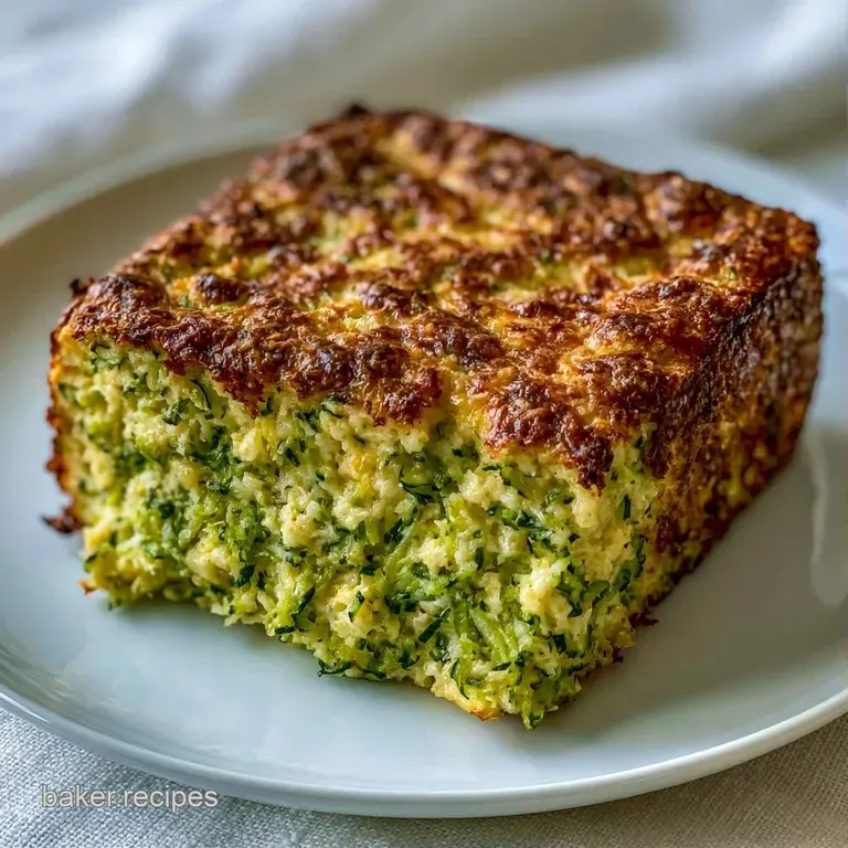 A neat square slice of melted cheese and tender green vegetables on a white plate with a sprig of fresh parsley.