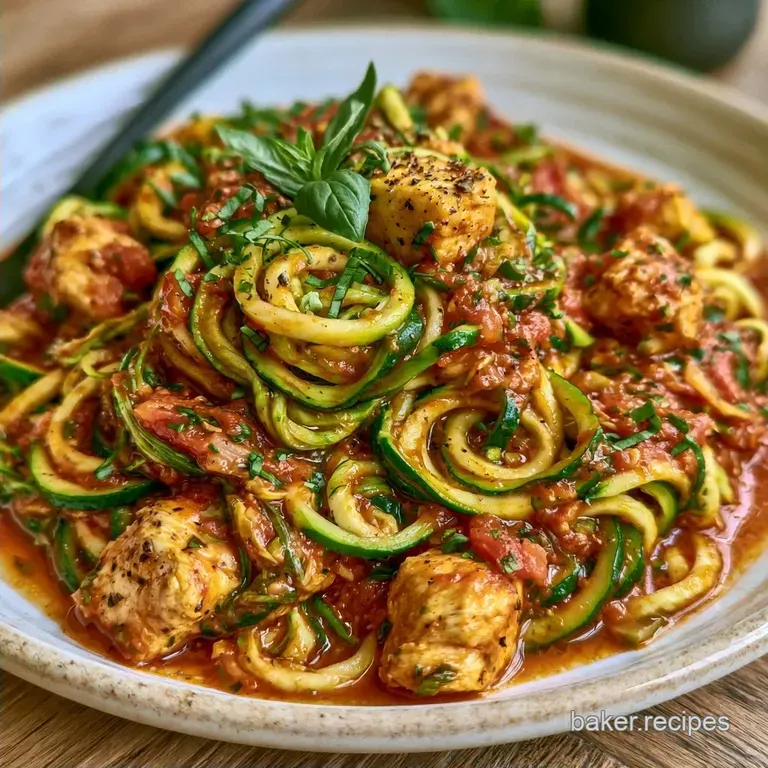 Healthy Zucchini Noodles Pasta with Chicken Breast
