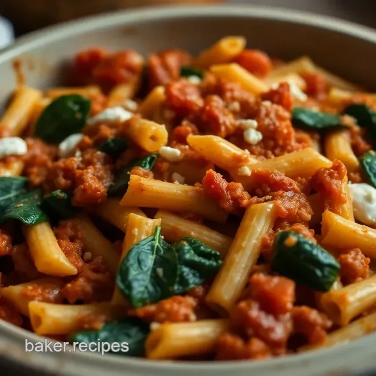 Hearty Baked Ziti with Spinach and Ricotta