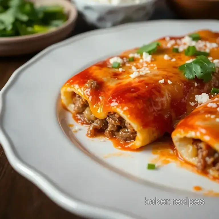 Hearty Beef Enchiladas with Cheesy Goodness presentation