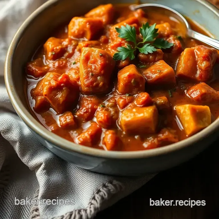 Hearty Hungarian Goulash presentation
