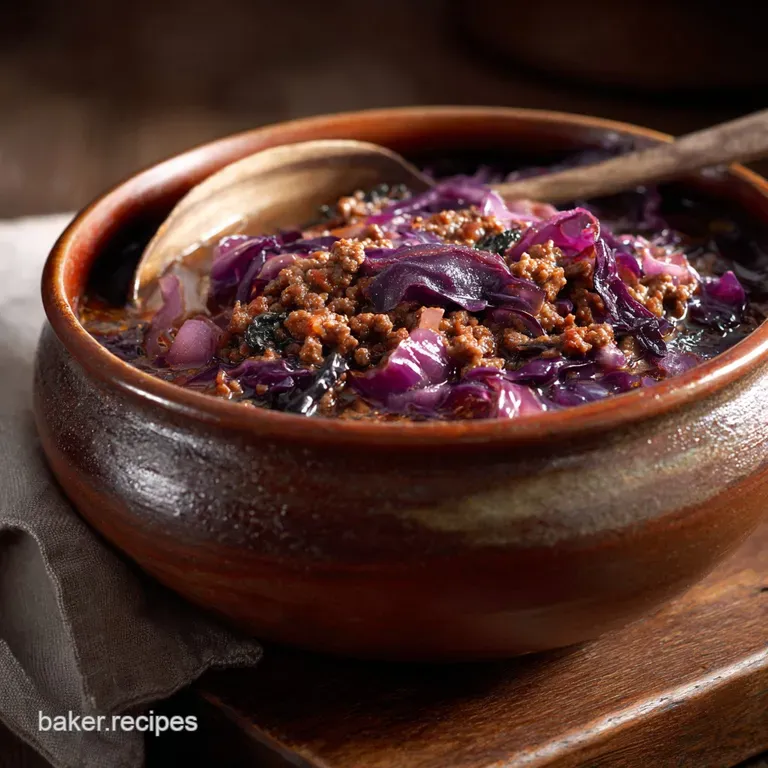 The Woodsmans Supper Hearty Venison Spiced Red Cabbage Stew presentation