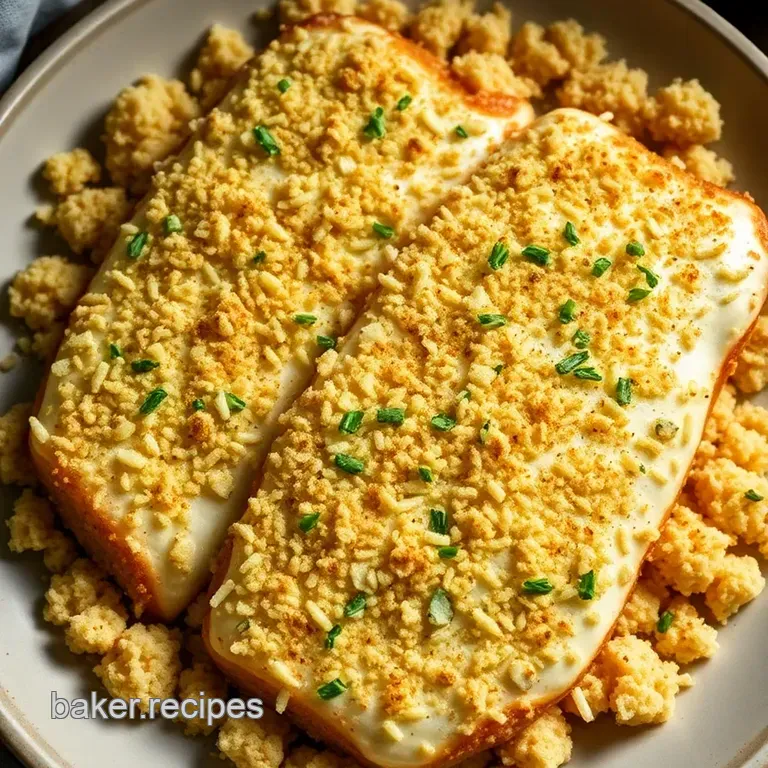 Herb-Crusted Baked Walleye with Lemon Butter Sauce presentation